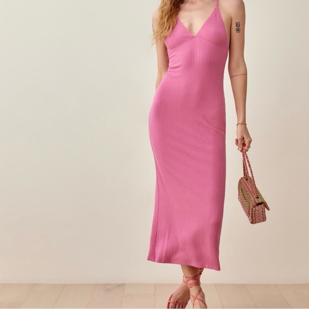 Reformation Brant Dress in Candy Pink- Size Small- New With Tags